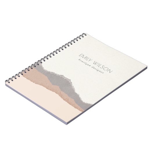 Elegant Rustic Pastel Blush Kraft Mountain Wave Notitieboek (Linkerzijde)