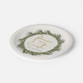 Elegant Rustic Peace on Earth Kerstmis Wreater Papieren Bordje (Gekanteld)