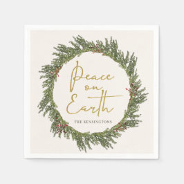 Elegant Rustic Peace on Earth Kerstmis Wreater Servet