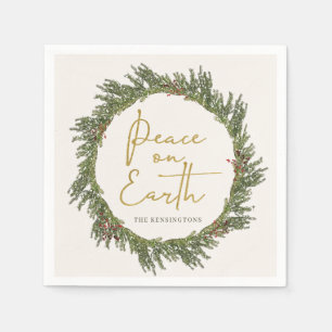 Elegant Rustic Peace on Earth Kerstmis Wreater Servet
