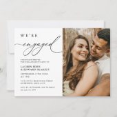 Elegant Rustic Photo Calligraphy Engagement Party Kaart (Voorkant)