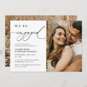Elegant Rustic Photo Calligraphy Engagement Party Kaart (Voorkant / Achterkant)