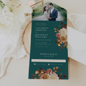 Elegant Rustic Photo Wedding All In One Uitnodiging