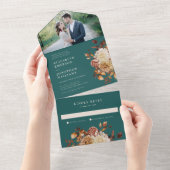 Elegant Rustic Photo Wedding All In One Uitnodiging (Afscheurbaar)