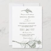 Elegant Rustic Pine Branch QR Code Wedding Kaart (Voorkant)