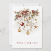 Elegant Rustic Pine Branch with Ornaments Kaart (Voorkant)