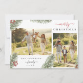 Elegant Rustic Pine Kerstmis 2 Aangepaste foto Uit Feestdagenkaart (Voorkant)