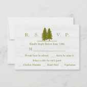 Elegant Rustic Pine Trees op Witte Hout Achtergron RSVP Kaartje (Voorkant)