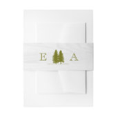 Elegant Rustic Pine Trees op Witte Hout Achtergron Uitnodigingen Wikkel (Voorkant Voorbeeld)