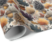 Elegant Rustic Pinecones Acorns – Purple & Teal Cadeaupapier (Rol Hoek)