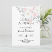 Elegant Rustic Pink and White Waterverf Floral Kaart (Staand voorkant)