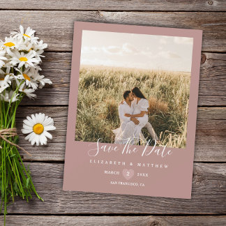 Elegant Rustic Pink Foto Weddenschap Save the Date