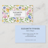 Elegant Rustic Pink Yellow Blue Floral Pattern Visitekaartje (Voorkant / Achterkant)