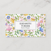 Elegant Rustic Pink Yellow Blue Floral Pattern Visitekaartje (Voorkant)