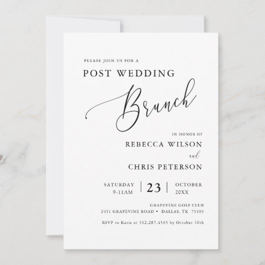 Elegant Rustic Post Wedding Brunch Kaart (Voorkant)