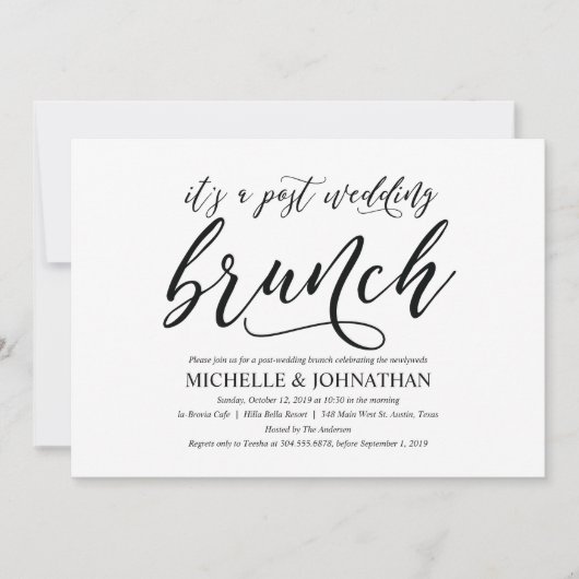 Elegant Rustic Post Wedding Brunch Uitnodigingskaa Kaart (Voorkant)