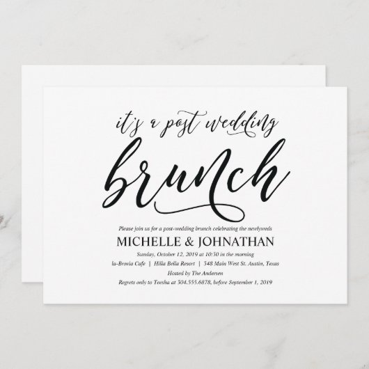 Elegant Rustic Post Wedding Brunch Uitnodigingskaa Kaart (Voorkant / Achterkant)