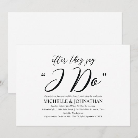 Elegant Rustic Post Wedding Brunch Uitnodigingskaa Kaart (Voorkant / Achterkant)