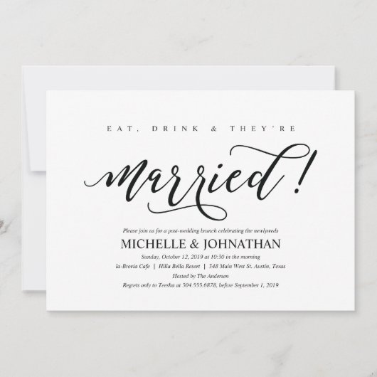 Elegant Rustic Post Wedding Brunch Uitnodigingskaa Kaart (Voorkant)