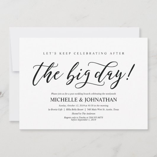 Elegant Rustic Post Wedding Brunch Uitnodigingskaa Kaart (Voorkant)