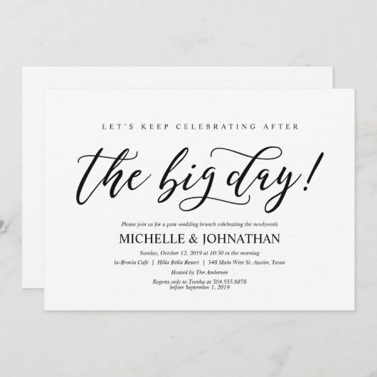 Elegant Rustic Post Wedding Brunch Uitnodigingskaa Kaart (Voorkant / Achterkant)