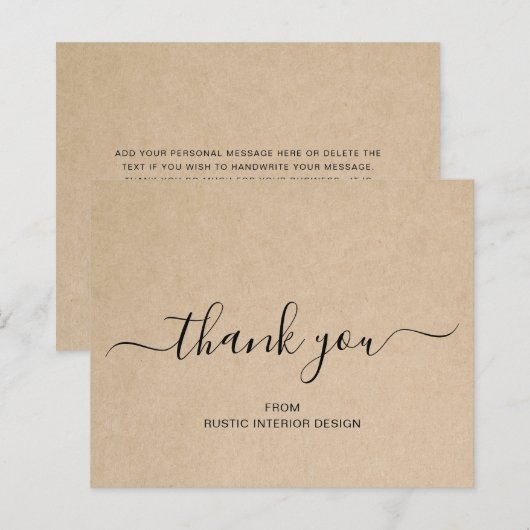 Elegant Rustic Professional Budget Hartelijk dank (Voorkant / Achterkant)