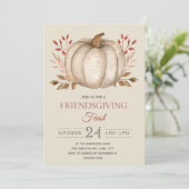 Elegant Rustic Pumpkin Friendsgiving Feast Dinner Kaart (Staand voorkant)