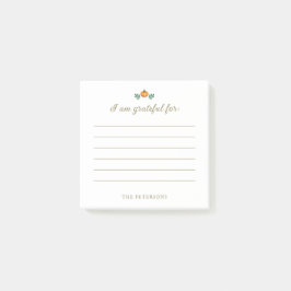Elegant Rustic Pumpkin Thanksgiving Gratitude Post-it® Notes