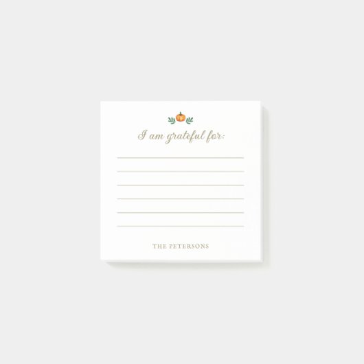 Elegant Rustic Pumpkin Thanksgiving Gratitude Post-it® Notes (Voorkant)