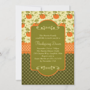 Elegant Rustic Pumpkins Thanksgiving Dinner Kaart