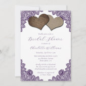 Elegant Rustic Purple Floral Lace Bridal Shower Kaart (Voorkant)