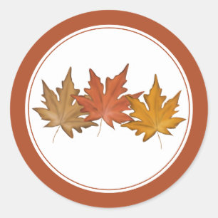 Elegant Rustic Red Autumn Maple Leaf Harvest Ronde Sticker
