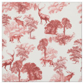Elegant Rustic Red, Frans Toile Deer Fox Stof (Swatch)