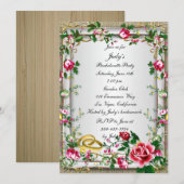 Elegant Rustic Red Roses Bachelorette Party Invite Kaart (Voorkant / Achterkant)