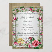 Elegant Rustic Red Roses Engagement Party nodigt u Kaart (Voorkant / Achterkant)