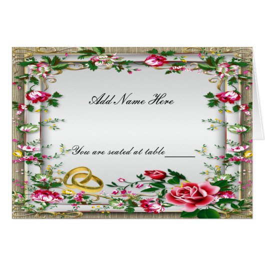 Elegant Rustic Red Roses gevouwen Table Place Card (Voorkant Horizontaal)