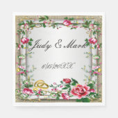 Elegant Rustic Red Roses Paper Napkins Servet (Voorkant)