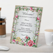 Elegant Rustic Red Roses Wedding Safety Reclamebord Met Voetstuk (Insitu)