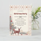 Elegant Rustic Reindeer Christmas Party Kaart (Staand voorkant)