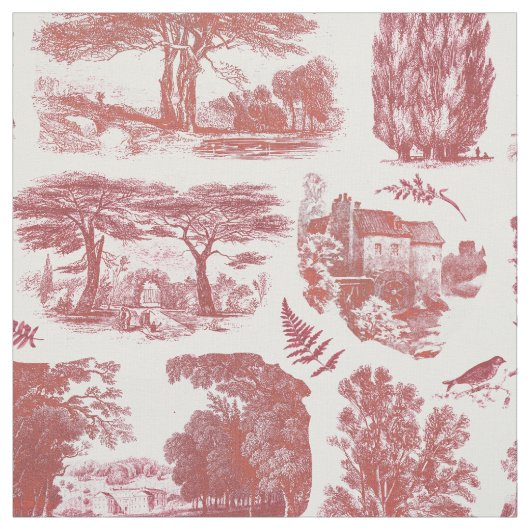 Elegant Rustic Rode Land Toile Stof (Swatch)