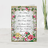 Elegant Rustic Rode Rozen Programma Kaart (Voorkant)