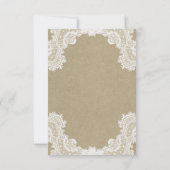 Elegant Rustic Romance White Lace Kraft Hartelijk  Kaart (Achterkant)