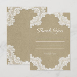 Elegant Rustic Romance White Lace Kraft Hartelijk  Kaart