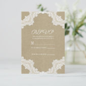 Elegant Rustic Romance White Lace & Kraft RSVP (Staand voorkant)