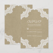 Elegant Rustic Romance White Lace & Kraft RSVP (Voorkant / Achterkant)