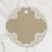 Elegant Rustic Romance White Lace & Kraft Wedding Bedankjes Labels (Achterkant)