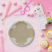 Elegant Rustic Romance White Lace & Kraft Wedding Papieren Bordje (Feest)