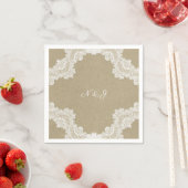 Elegant Rustic Romance White Lace & Kraft Wedding Servet (Insitu)