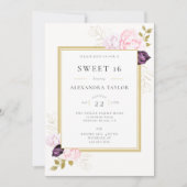 Elegant Rustic Roos Lijst Gold Eucalyptus Sweet 16 Kaart (Voorkant)