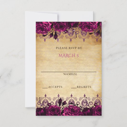 Elegant Rustic Roze Floral RSVP Kaartje (Voorkant)